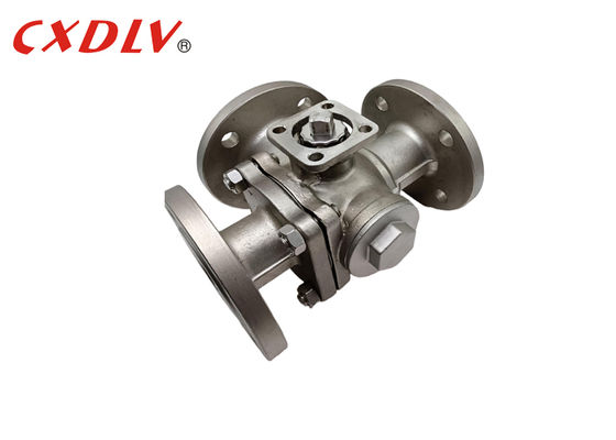 ISO5211 마운팅 패드 포함 플랜지형 3방향 T형 볼 밸브, 베어 스템